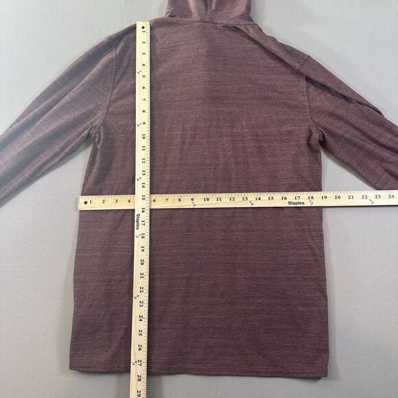 The North Face Hooded Long-sleeved T-Shirt Burgundy Button Neck Pockets Medium - Picture 5 of 5